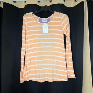 Coveted Clothing Orange and White Striped Long Sleeve Tee